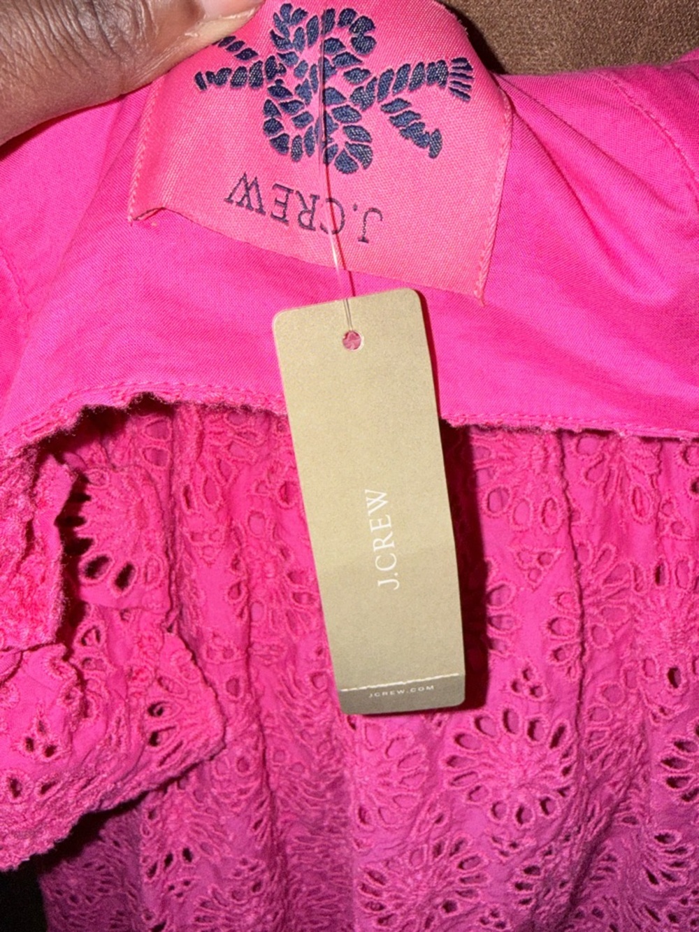 NWT J.Crew Pink Eyelet Midi Dress Ruffle Sleeve Button Front Summer Dress - Picture 12 of 15